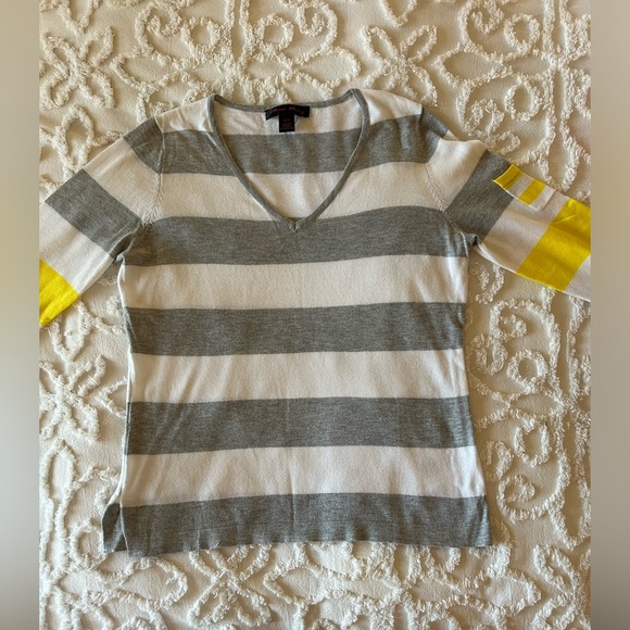 Elena Wang, light weight, V neck stripe sweater, long sleeve, size S - Picture 1 of 2